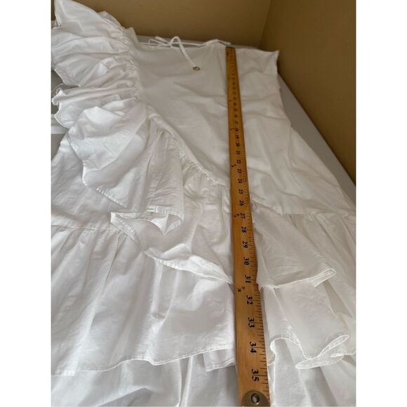 Valtadoros White Ruffle Asymmetric Dress w/ Waist Tie – Size S - Picture 13 of 16